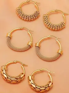 Women's Stainless Steel Mesh Woven Ear Cuffs Set, Fashionable Daily Commute Earrings, Lightweight Chunky Hoops, Plain Design, All-Season Accessory