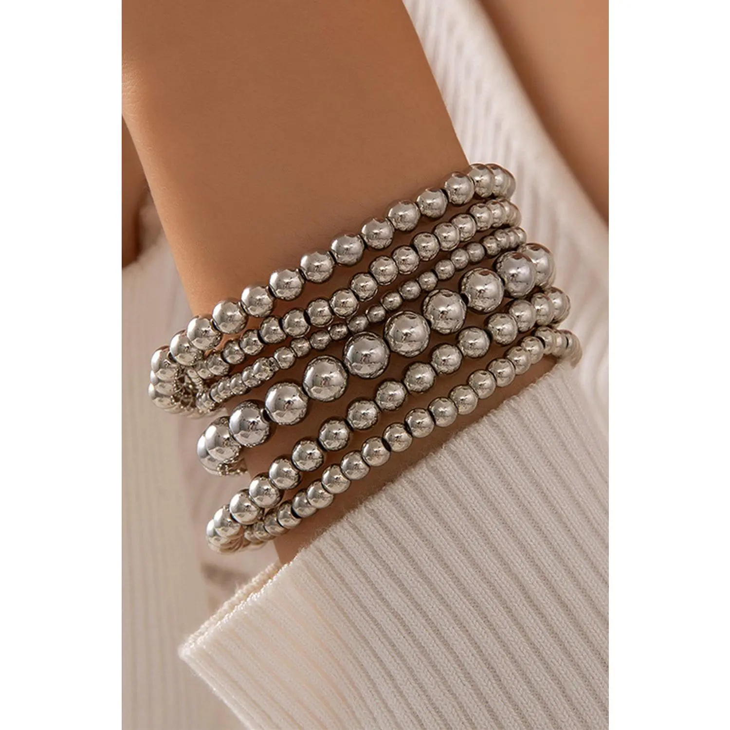 Multi Layered Beaded Bracelet - Elegant Design with Various Beads and Tones