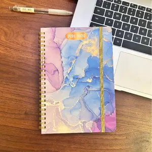 Pastel Marble Spiral Planner 2026-2030 A5 Retro Wave Textured Design Daily Weekly Monthly Planning Easy Flip Spiral Binding for Desk Tasks & Menu Planning planners for 2026 bullet journal