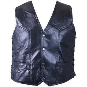 Maxam  Rock Design Genuine Buffalo Leather Vest with Eagle Patch - 3X