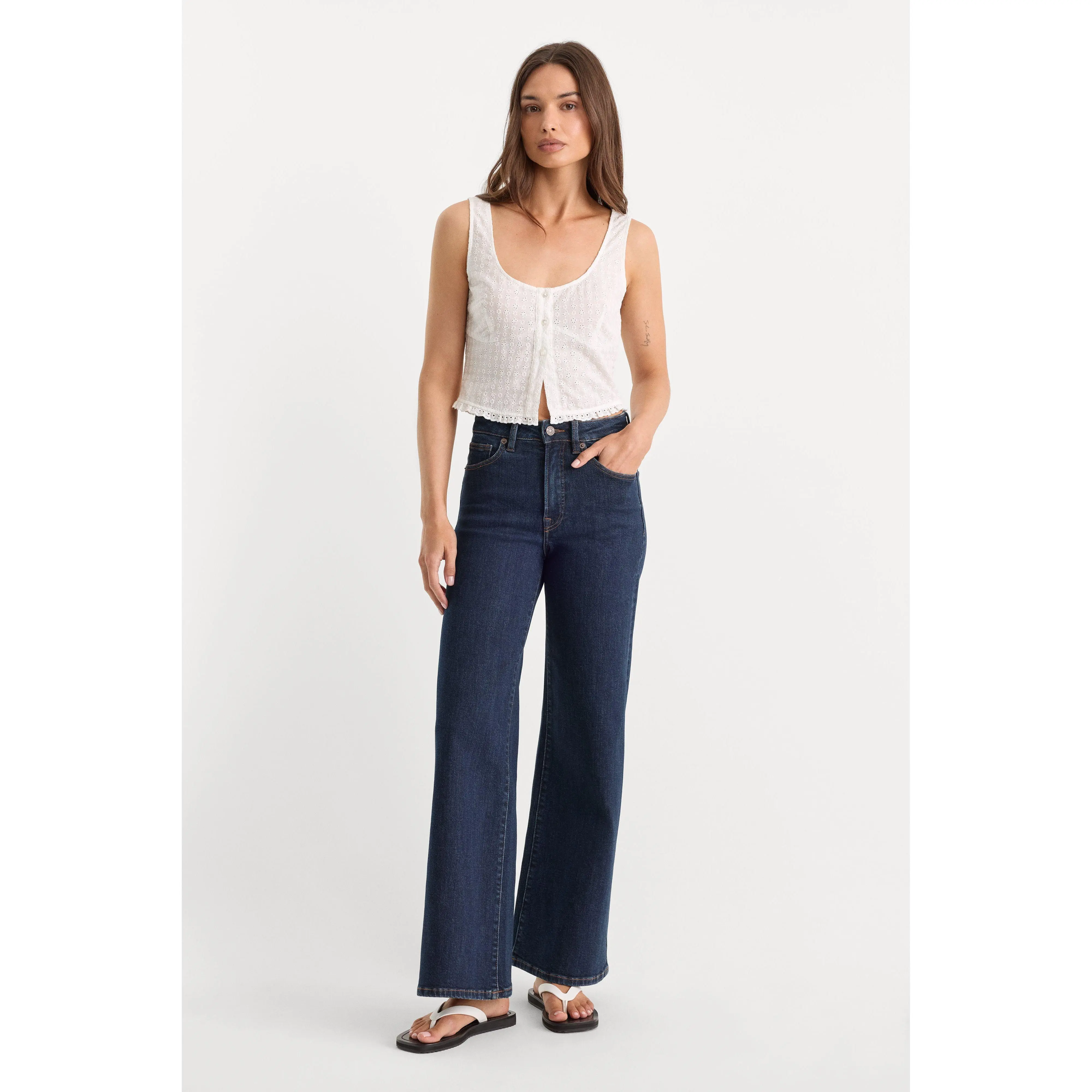 GOOD WAIST PALAZZO ANKLE JEANS | INDIGO1231