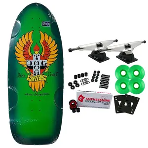 Dogtown Skateboard Complete Big Foot OG 70's Classic Neon Green/Blue Fade 11.79" x 30.8"