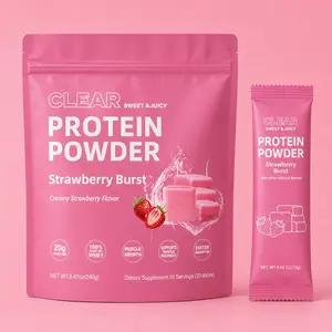 Strawberry Burst Clear Protein Powder with 20g Protein Per Serving, Grass-Fed Whey Isolate, Fast-Absorbing Muscle Recovery Drink Mix, Light Fruity Creamy Strawberry Flavor, 10 Servings