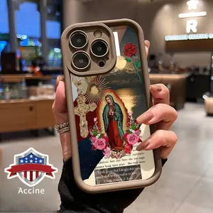 Soft Case for iPhone 16 Pro Max 15 14 Plus 16e 13 12 Mini 11 Promax X XS Max XR xsmax Divine Mary Reverie TPU Bumper Camera Lens Protection Rugged Durable Phone Cover for Boy