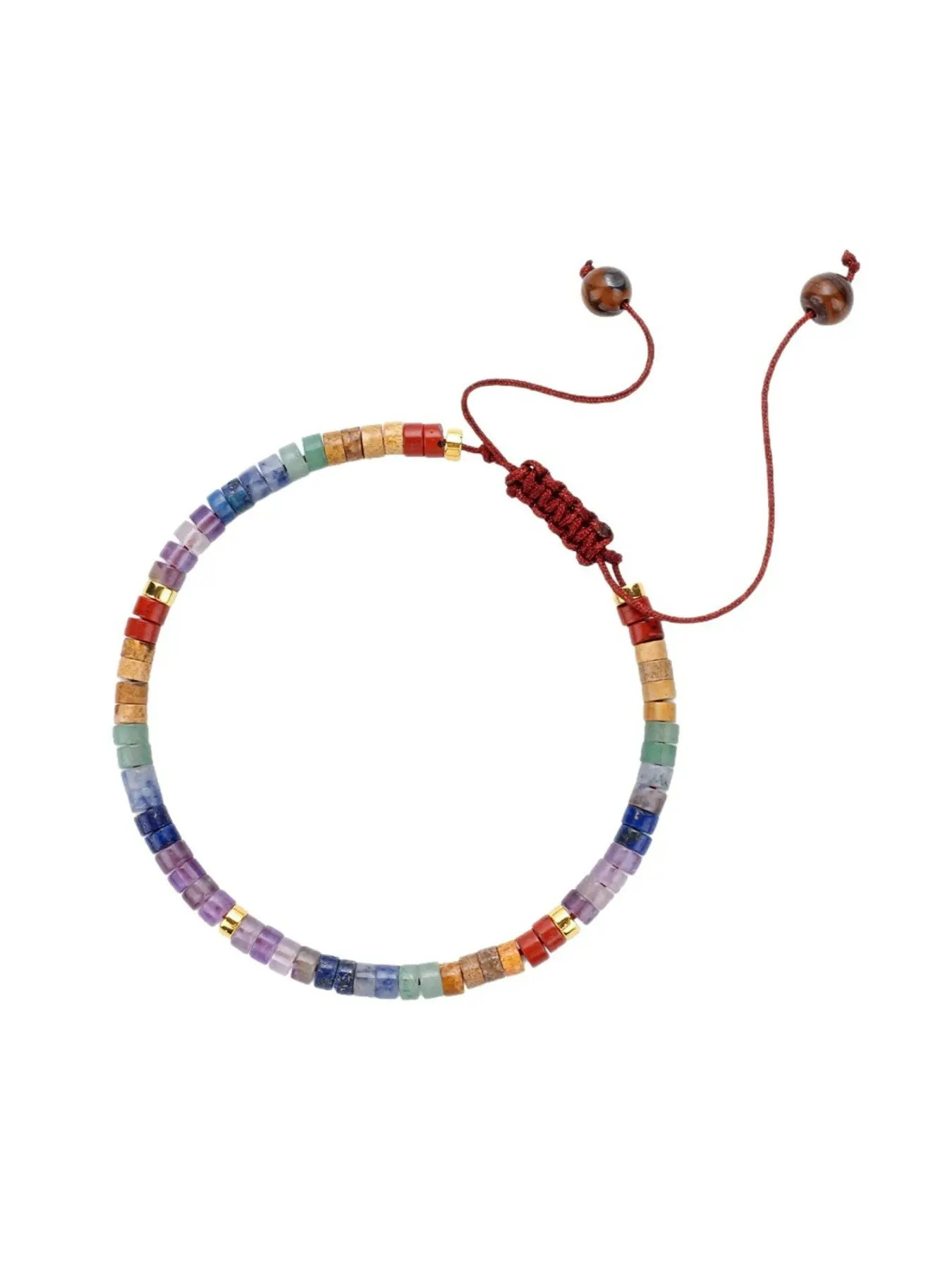 Seven Veins Natural Stone Picasso Lapis Handmade Braided Bracelet, Bohemian Rainbow Color Wristband, Unique Jewelry Accessory, Boho Stone Bracelet, Adjustable Bracelet