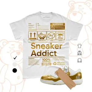 AJ11 White and Metallic Gold Matching T Shirt, Sneaker Addict Graphic Shirt, 90s Hip Hop Tee, Gift For Women and Man, Unisex T-Shirt, Sneaker Head Gift