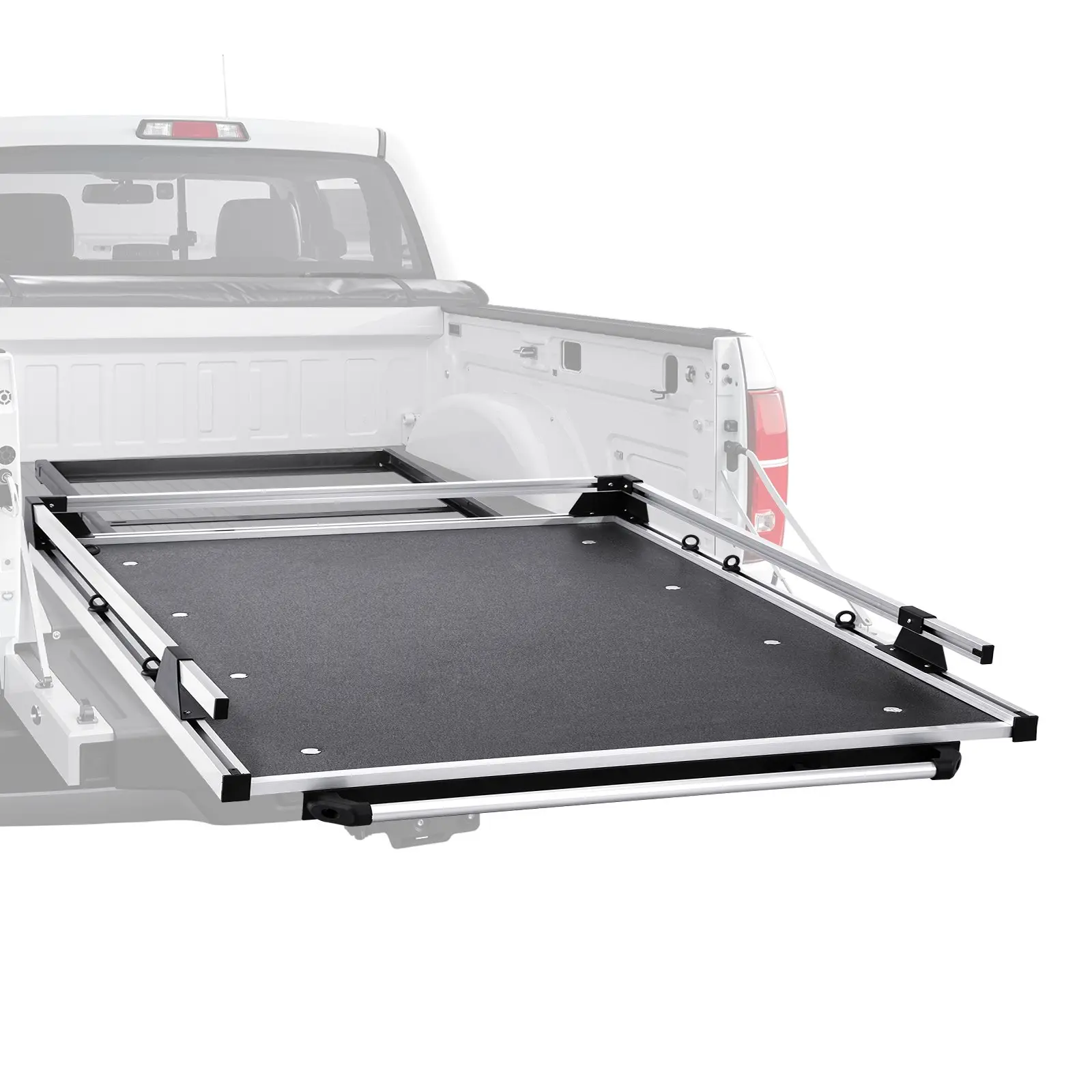 VEVOR Sliding Truck Bed Organizer, 75x 48-Inch Heavy Duty Truck Bed Storage Drawer with 1000 lbs Capacity, Features 6 Movable Rings for Securing, 2-Postion Slide out Tray for Pickup Trucks, Black