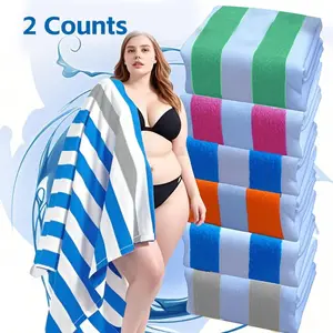 Double Sided Striped Beach Towel, Quick Dry Absorbent Beach Towel, Soft Towel for Pool, Beach, Camping, Travel, Vacation, Super Absorbent Towel