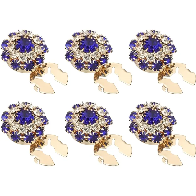 6pcs detachable rhinestone button set, decorative button clips, holiday decorations, clothing accessories, gold and black.