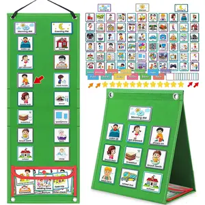 Visual Schedule for  with  Chore Chart for  Daily Routine Chart  Learning Materials  Planning Board Visual Schedule for Classroom,  with 124 Cards (Green)