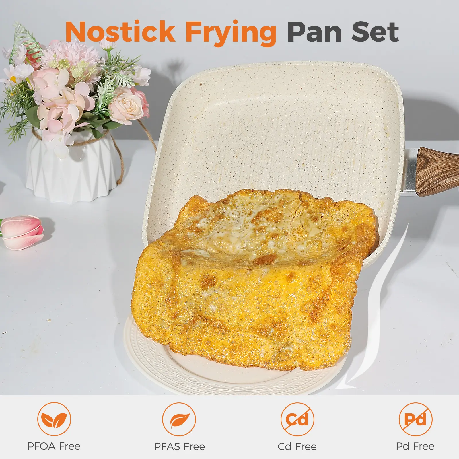 Beige-3Pcs Skillet Set