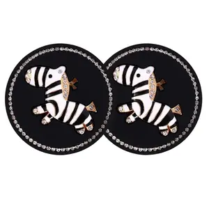 Cute Zebra Car Coasters (2 Pcs) - Creative, Shiny & Beautiful, High-Quality Cup Holders for Cars
