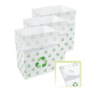 13 Gallon Disposable Pop-Up Trash Cans (3-Pack, Multi-Liner) with Fitted Bags - Foldable Garbage & Recycling Bins for Parties, Events & Kitchen (Recycle, 17" H x 13.5" W x 10" D)