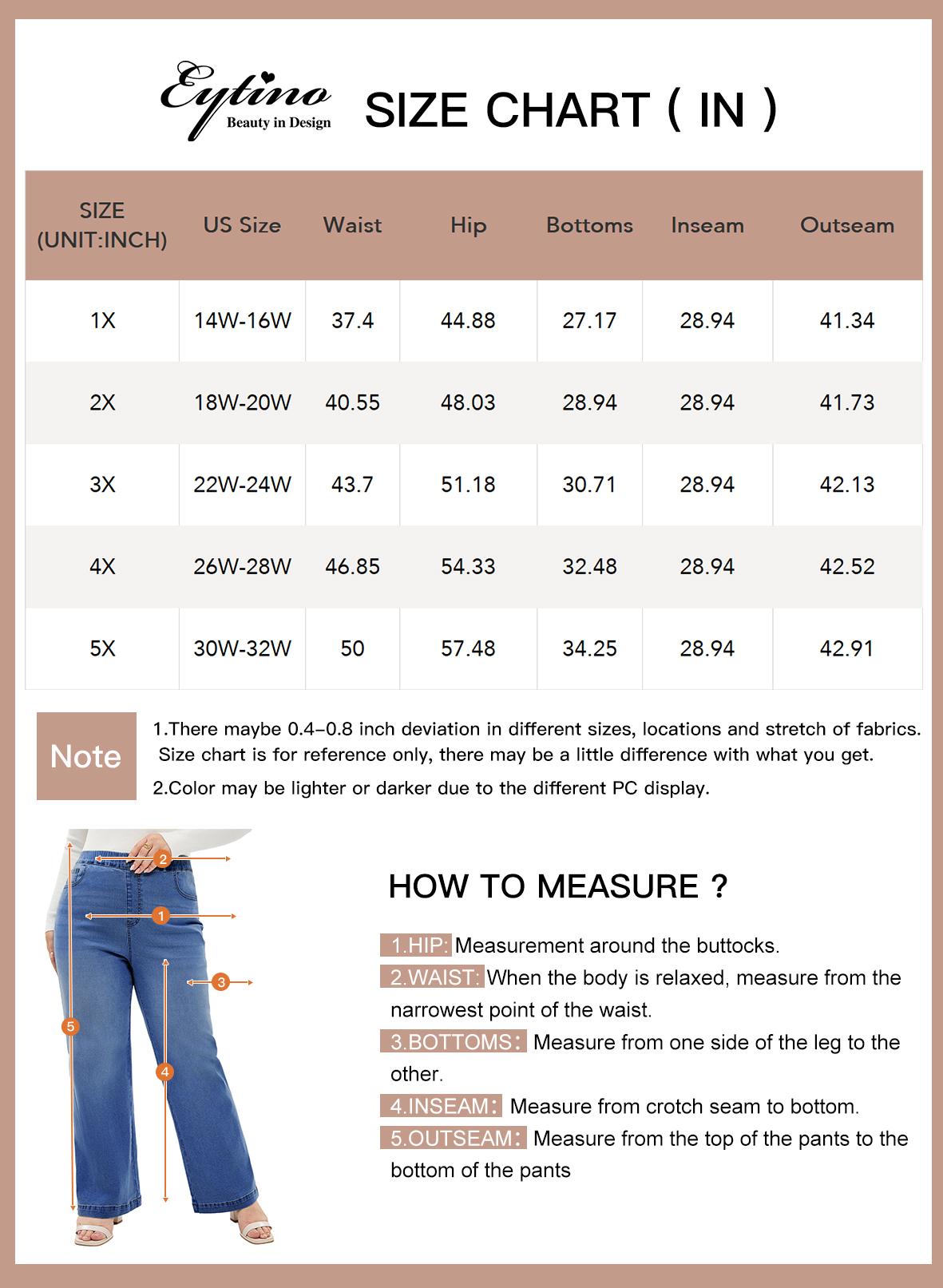 Eytino Womens Plus Size Jeans Straight Leg High Waisted Stretchy Denim Pull On Pants with Pockets(1X-5X)