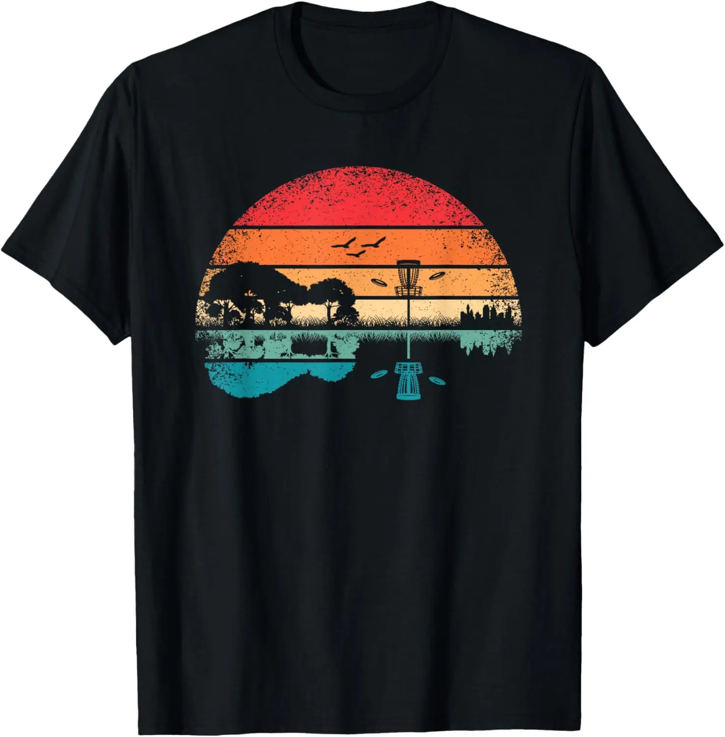 Women's Vintage Graphic T-Shirt, Casual Short Sleeve Cotton Streetwear Top with Funny Distressed Disc Golf Guitar Print