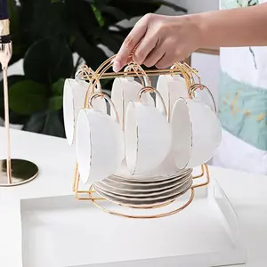 1pc Durable Stainless Steel Cup Holder with Hooks, Kitchen Utensil Storage Display Rack, Decorative Organizer for Home & Restaurant Use