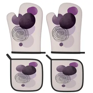 4pcs Oven Mitts and Pot Holders Set, Mickey Design, Heat Resistant, Ideal for Cooking, Home Oven, Baking, Kitchen Decor, Housewarming Gift