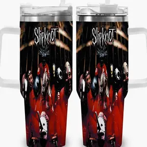 1pc 40oz Slipknot Band Tumbler with Lid, Insulated Travel Mug, Gift for Women Men, Ideal for Halloween, Independence Day, Memorial Birthday Gift, Coffee Cup, weird stuff