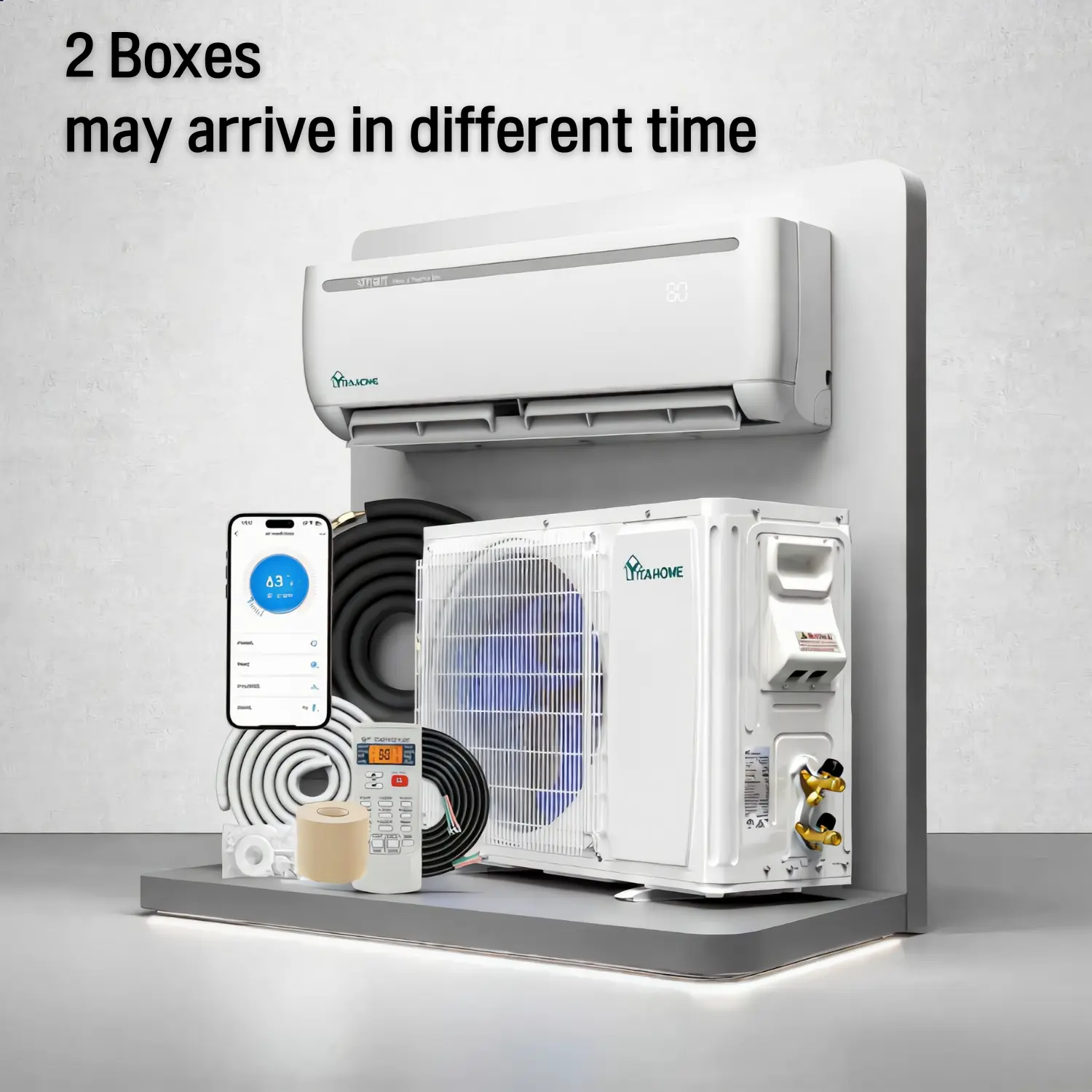 YITAHOME 9000/12000 BTU Mini Split Air Conditioner Heat Pump System, Wifi Enabled 19/20 SEER2 115V Inverter Ductless AC Cool Up to 450/750 Sq. Ft, Compatible with Alexa, Complete Installation Kit, White