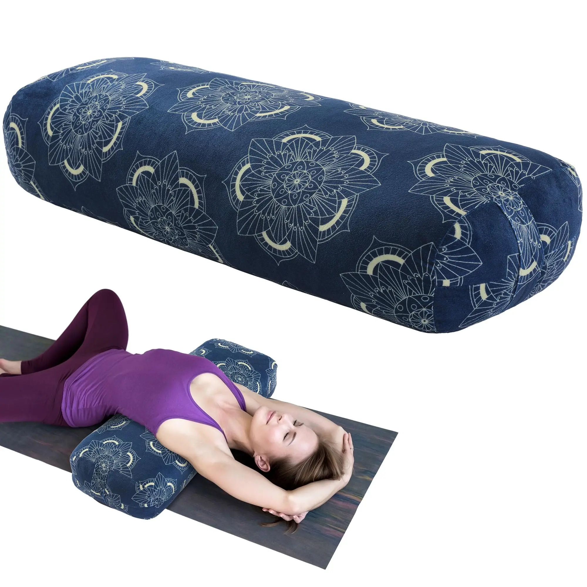 HOMBYS Yoga Bolster Pillow – Soft Meditation & Restorative Yoga Cushion for Stretching, Relaxation & Back Support