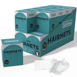 Hair Nets 144 PCS Individually Wrapped Lightweight Nylon Hairnets Latex-Free White Large (24")