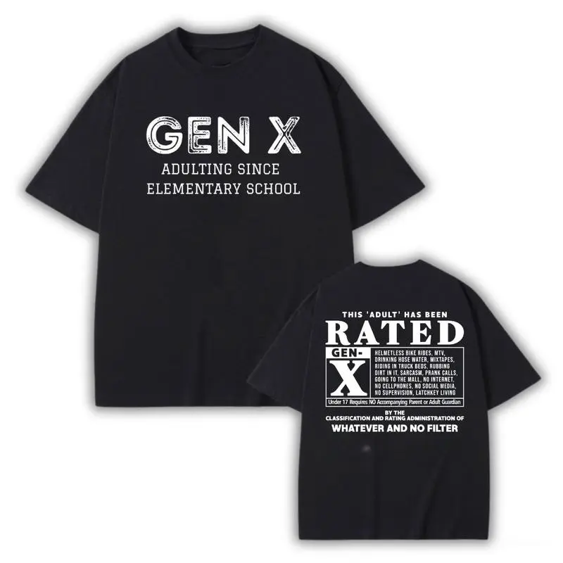 [Winter Outfits]Gen X This Adult Has Been Rated Shirt, Generation X Traits Graphic Tee, Gen X Vintage Inspired Shirt, Funny Sarcastic, Unisex Streetwear women