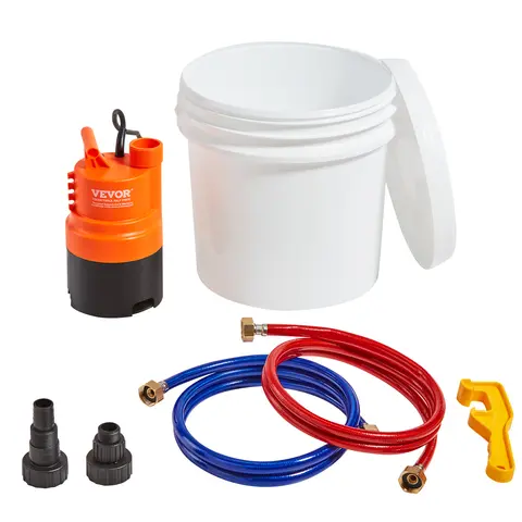 VEVOR Tankless Water Heater Descaler Flushing Kit - 1/3HP Power Waterproof Pump (16-Foot Head Pressure), 3.7 Gal Bucket, 2 Hoses, Wrench, Adapter, Leakproof - DIY Easy 4-Step Anti-Corrosion Install for DIY Enthusiasts' Worry Less Maintenance