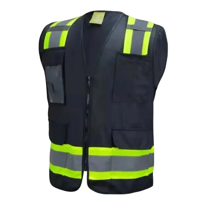 3XL Black Sleeveless Hi Vis Jacket Vest - Mesh Back, Easy Access to Pocket, Bold Contrast, Breathable Durable Construction Gear for Home Improvement, Security Workwear