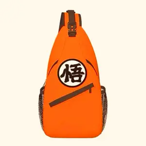 Dragon B@LL Crossbody Chest Bags with Multiple Pockets Anime Manga Shoulder Bag Backpack for Traveling Sports and Adult Teens Unisex Back to School - Orange Gi Symbol Outfit Clothes Kanji Logo Cosplay