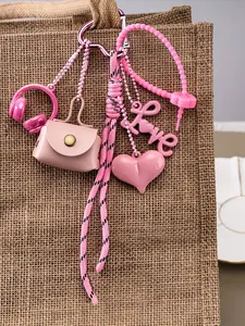 Fashion Butterfly Knot Earphone Miu Rope Bag Charm, Couple's Cute Keychain, Woven Cord Accessory, Stylish Handbag Decoration