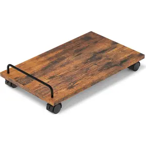 Mobile CPU Stand, Computer Tower Stand with 4 Caster Wheels, Under Desk PC Cart for Floor, Industrial PC Tower Holder for Carpet for Office, Rustic Brown