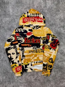 Men's Fashionable Allover Printed Hoodie, Autumn/Winter, Long Sleeve Top