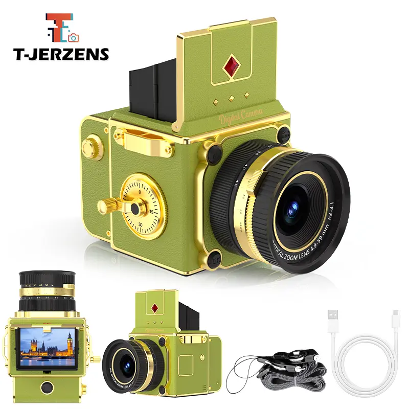 T-JERZENS Portable Retro Digital Camera, Vintage Hand-Cranked camera,Handheld Camera,deal Gift for Girls, Boys Teenagers, and Beginners, Birthday Christmas Gift summerwins