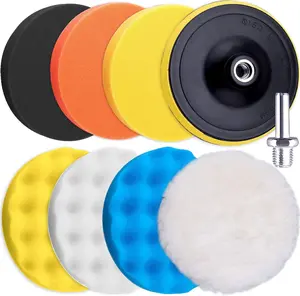 Pieces  Inch Buffing Pads Kit Foam Buffer Polisher Pads  Inch Hook and Loop Polishing Pads Buffer Attachment for Drill