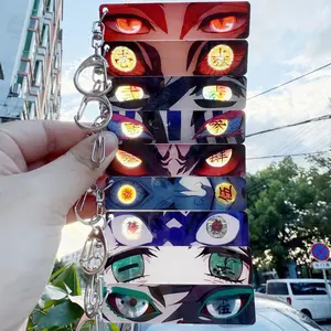 Glowing Demon Slayer Acrylic Keychain Anime Eye Light Strip Pendant Bulk Wholesale Cosplay Gift Convention Accessories