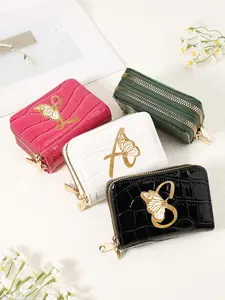 Women's Fashionable Letter Pattern Zipper Short Wallet, Casual Multi Card Holder, Simple and Casual Multi Card Wallet, Suitable for Outdoor, Travel, and Back to School, Card Organizer