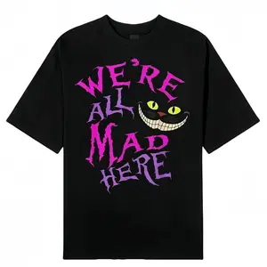 Cat With Mysterious Smile We're All Mad Here Wonderland T-Shirt