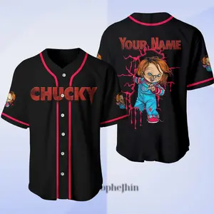 Custom Chucky Baseball Jersey, Child's Play Movie Jersey Shirt, Horror Movie Baseball Jersey, Movie Killer Baseball Jersey Shirt