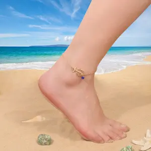 Beach fashion anklet with anchor and amethyst, foot jewelry for weddings, banquets, seaside parties, and special occasions for women