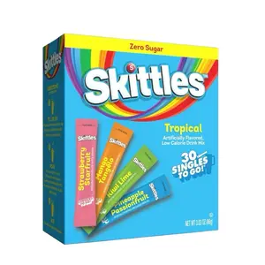 Skittle Zero Sugar Tropical Variety Pack 30 Sticks- Strawberry Starfruit, Mango Tangelo, Kiwi Lime, Pineapple Passion Fruit Flavors