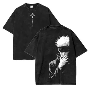 Jujutsu Kaisen Anime Acid Wash Oversize T-Shirt, Satoru Gojo Anime Tee, Gift For Him, Streetwear & Gym