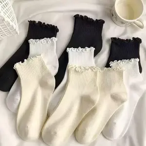 Women's Ruffle Ankle Socks - 6 Pairs, Super Soft, Breathable, Cute Frilly Socks for Mary Jane Shoes