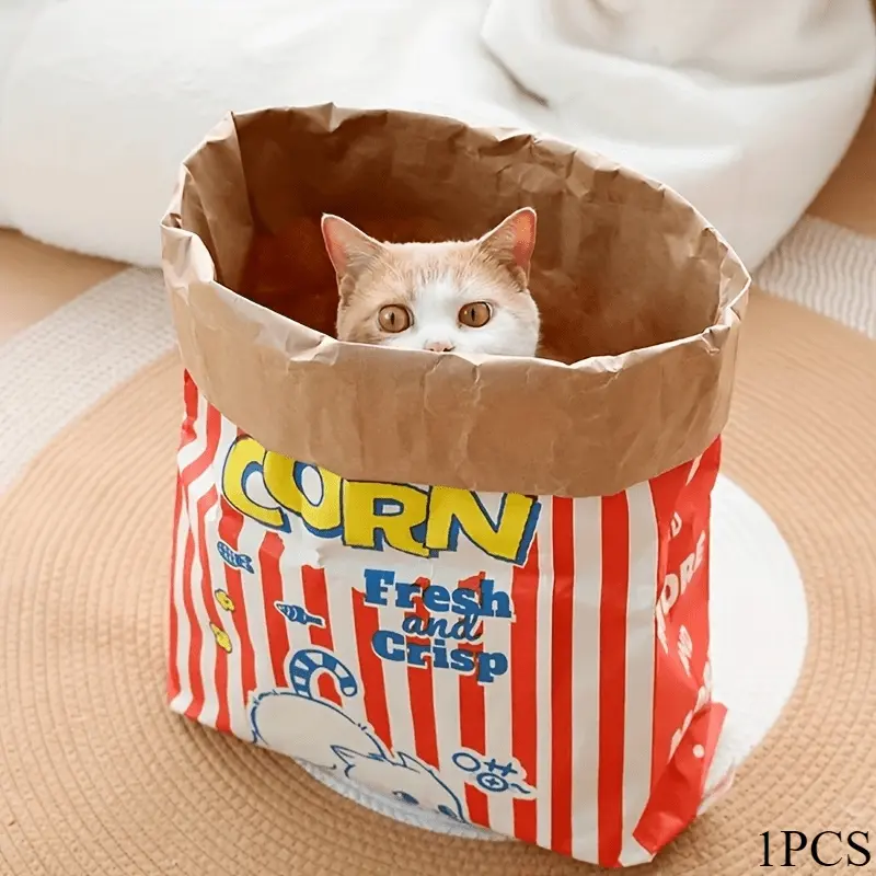Durable and fun pet toys: Cartoon popcorn bags, attracting cats, Kittens or dogs to play - no batteries required