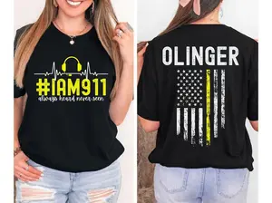 Personalized Thin Gold Line Flag Shirt, Dispatcher Gift, Custom 911 dispatch, Law Enforcement Shirt, 911 Operator Gift, first responder tee