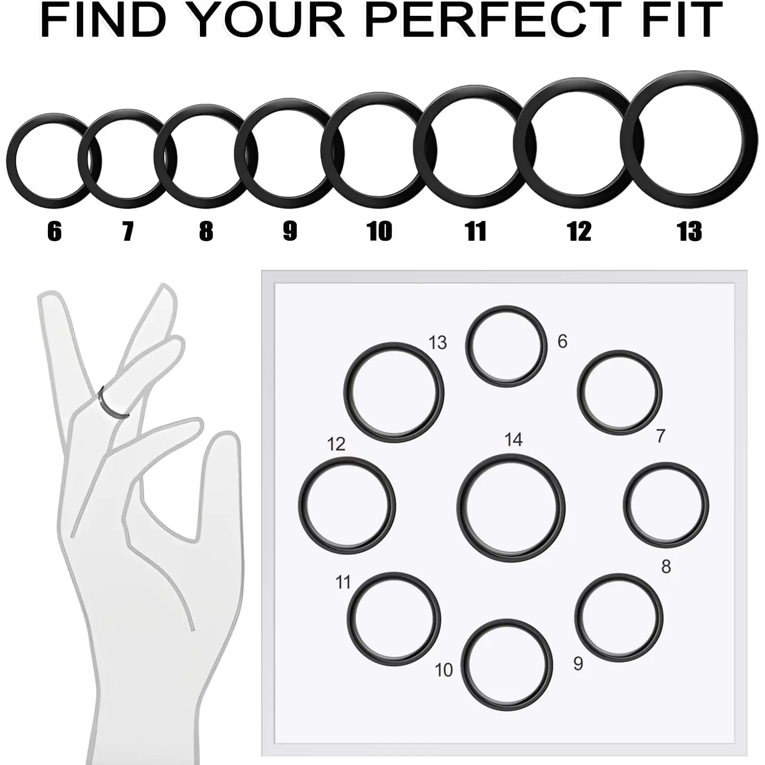 Smart Ring Sizing Kit - Size Before You Buy (Sizes 6-14) | Exclusive to Smart Rings | 9 Sizes Included for Accurate Fitting | Find Your Perfect Fit