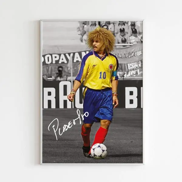 Carlos Valderrama Colombia Soccer Print - Vintage Sports Poster For Soccer Fans And Wall Art S