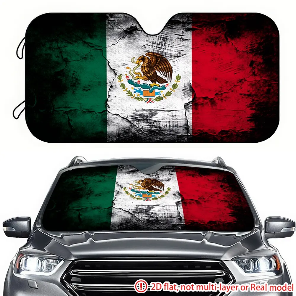 1 piece of old Mexican illustration car sun visor 2D high-definition printing, effectively blocks sunlight, suitable for trucks, SUV, RV front windshield decoration, Car Sunshades For Windshield, Sun Cover For Car Windshield