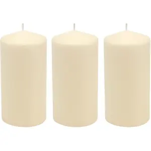 6 Pack Tall 3 x 6 Inch 65 Hour Long Burning Unscented Ivory Wax Pillar Candles