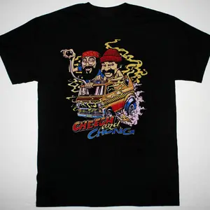 Retro VTG Cheech and Chong Unisex Short Sleeve New Black T-Shirt Cotton Fabric
