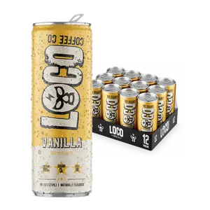 Loco Coffee Vanilla Latte 11 Ounce Can, 12 Count | Zero Sugar, 200mg Caffeine | Gluten Free and Dairy Free | Low Calorie Iced Coffee
